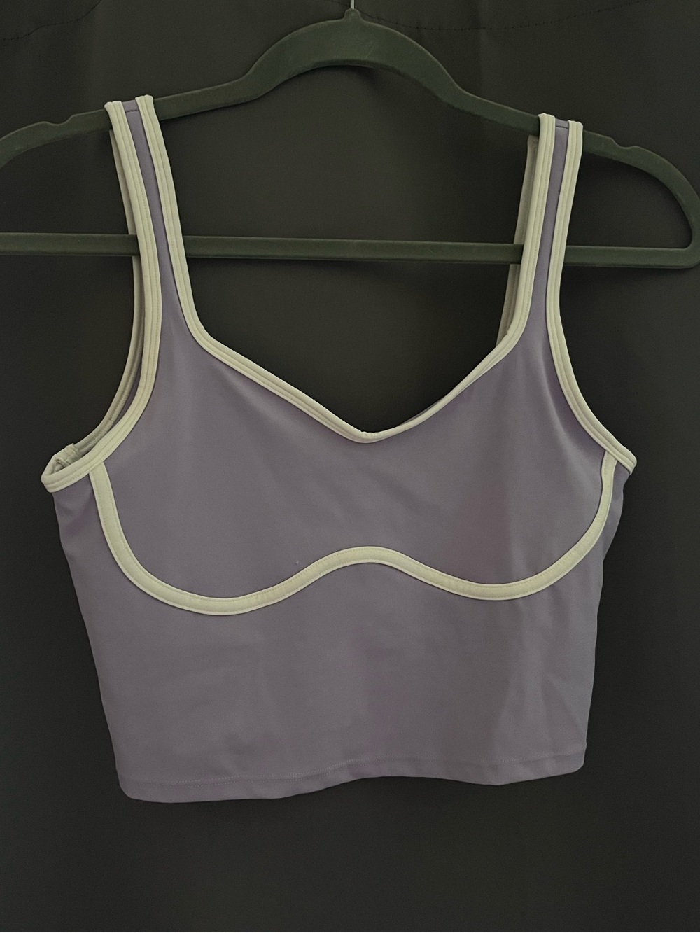 Amazon Lavender Crop Sports Tank with Cream Trim